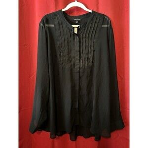 NEW Lane Bryant Women's Size 26/28 Blouse Top Black Boho Whimsigoth Witchy Flowy